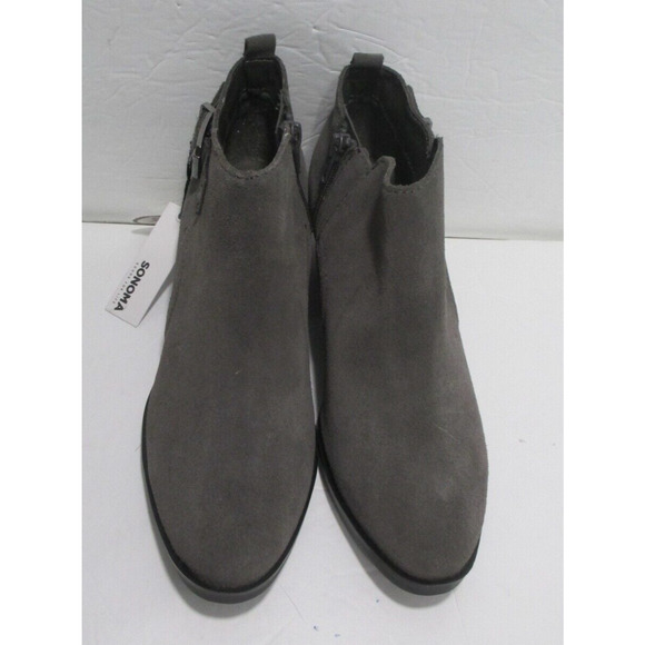 NEW Sonoma Giana Gray Leather Ankle Boots Womens 7.5M - Picture 3 of 13
